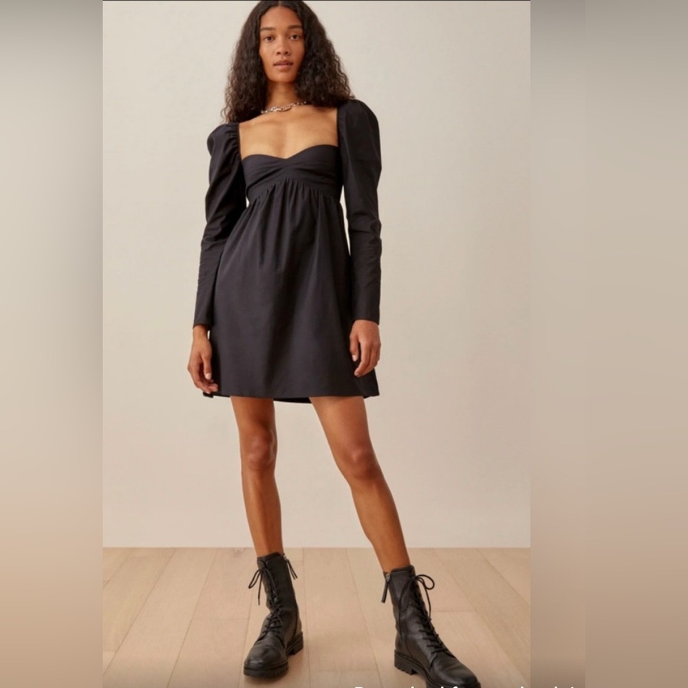 EUC- Reformation "Kenzi" Black Puff Sleeve Mini Dress Size 0